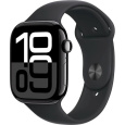 Apple Watch Series 10 GPS 46mm Jet Black Aluminium Case with Black Sport Band - M/L