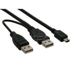 PREMIUMCORD Kabel USB 2.0 napájecí Y kabel A/M + A/M -- A/M mini 0.4m + 0.5m