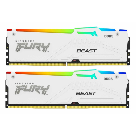 KINGSTON DIMM DDR5 32GB (Kit of 2) 6000MT/s CL30 Non-ECC FURY Beast RGB XMP, Bílá