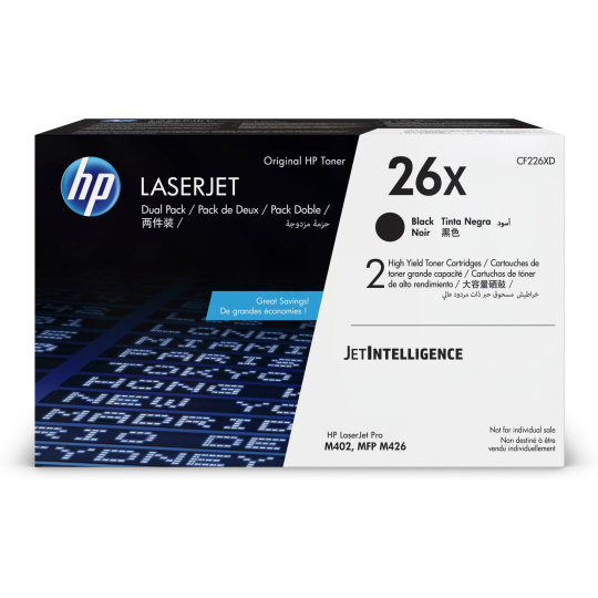 HP 26X 2-pack High Yield Black Original LaserJet Toner Cartridges (CF226XD) (9,000 / 9,000 pages)