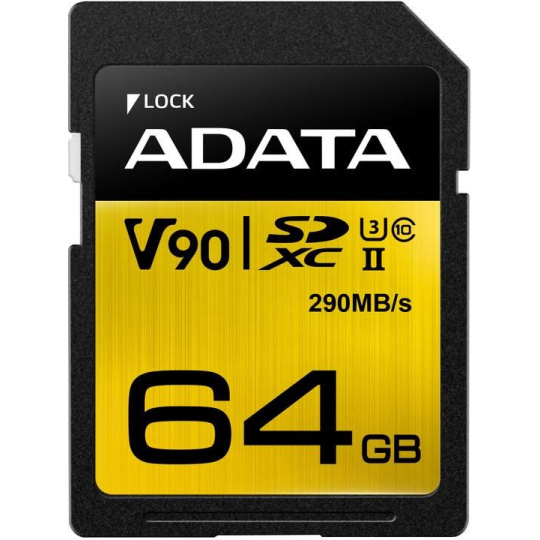 ADATA SDXC karta 64GB UHS-I U3 Class 10, Premier One (R: 290MB / W: 260MB)