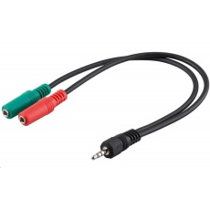 PREMIUMCORD Adaptér Jack 3,5mm 4pin - 2x stereo Jack 3,5mm, redukce (M/2xF, 4 pólový)