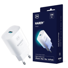 3mk cestovní nabíječka HARDY Charger 33W, GaN 1x USB-C (PD) pro Apple, bílá