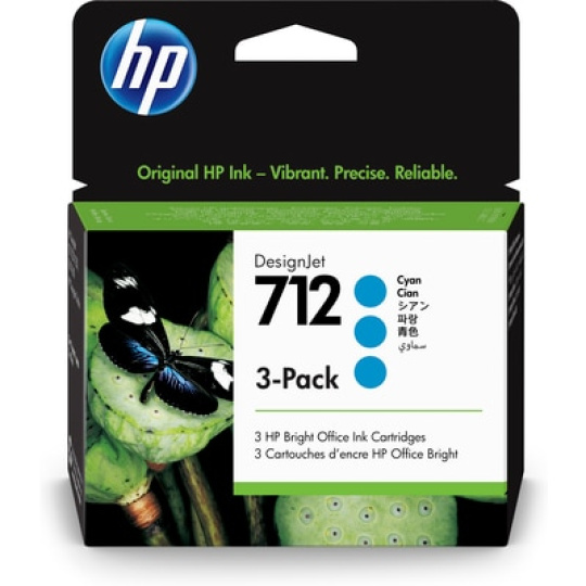 HP 712 3-Pack 29-ml Cyan DesignJet Ink Cartridge