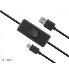 AKASA kabel USB-A 2.0 na USB-C, napájecí kabel se switchem (pro Raspberry Pi 4), 1.5m