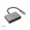 AKASA adaptér USB-C 2-in-1 (single or dual display output, HDMI & VGA)