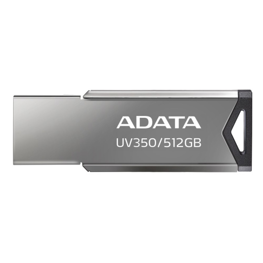 ADATA Flash Disk 512GB UV350, USB 3.2 Dash Drive, tmavě stříbrná textura kov