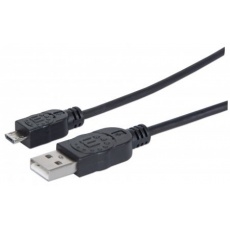 MANHATTAN Kabel propojovací USB 2.0  A Male / Micro-B Male, 0.5m, černý