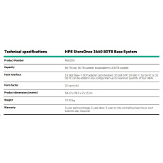 HPE StoreOnce 3660 80TB Base System (2U with10 x 8 TB disks)