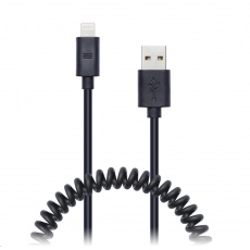 CONNECT IT Wirez Apple Lightning - USB spirálový flexibilní kabel, 1,2 m, černý