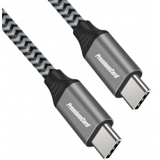 PREMIUMCORD Kabel USB-C M/M, 100W 20V/5A 480Mbps bavlněný oplet, 1m